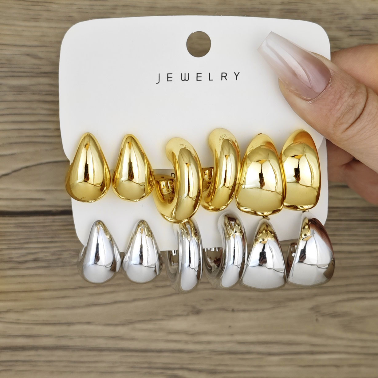 Orecchini a Clip a cerchio in oro massiccio con Croissant in acciaio inossidabile per donna ipoallergenico senza Piercing aretes Jewelry  36