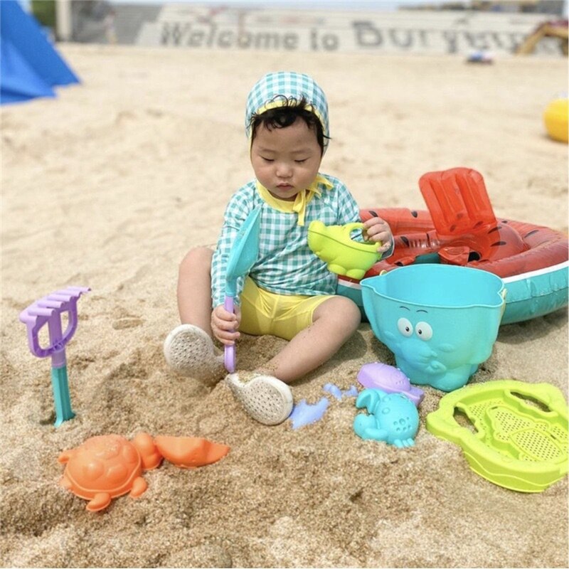 Elephant Beach Toys Set Kids Sand Toy Bucket Rake Shovel Turtle Crocodile Hippo Molds Water Toys