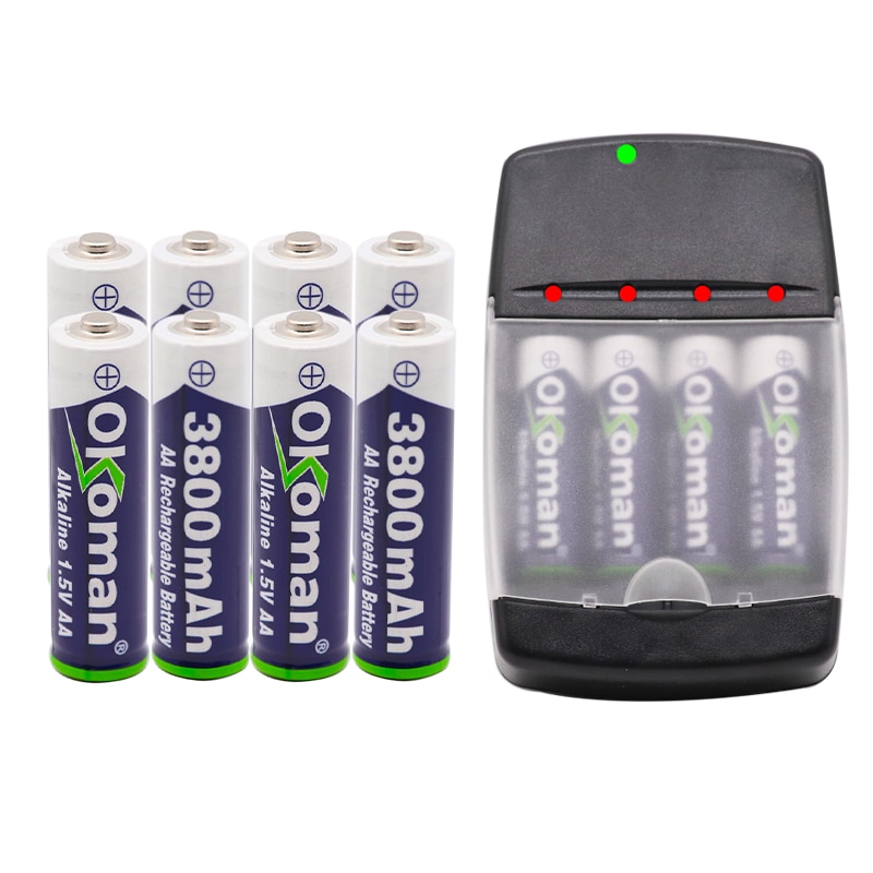 AA 3800mah 1.5V alkaline rechargeable battery for LED light electric toy battery and four-slot alkaline battery charger