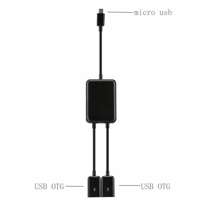 1Pcs 2in1 Micro USB Dual Host OTG Cable Hub Y Splitter Adapter Cable Tablet Black Data Cable For Android Smartphones Supply
