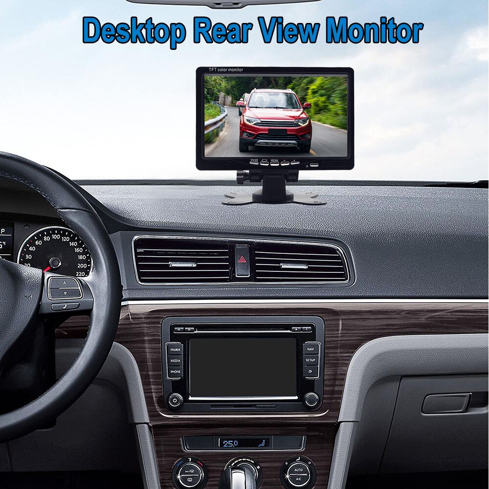 7 Inch TFT HD Car LCD Screen Monitor Desktop/Headrest Auto 2 Signal Input Video Reversing Camera Monitor 12V 24V For PAL/NTSC
