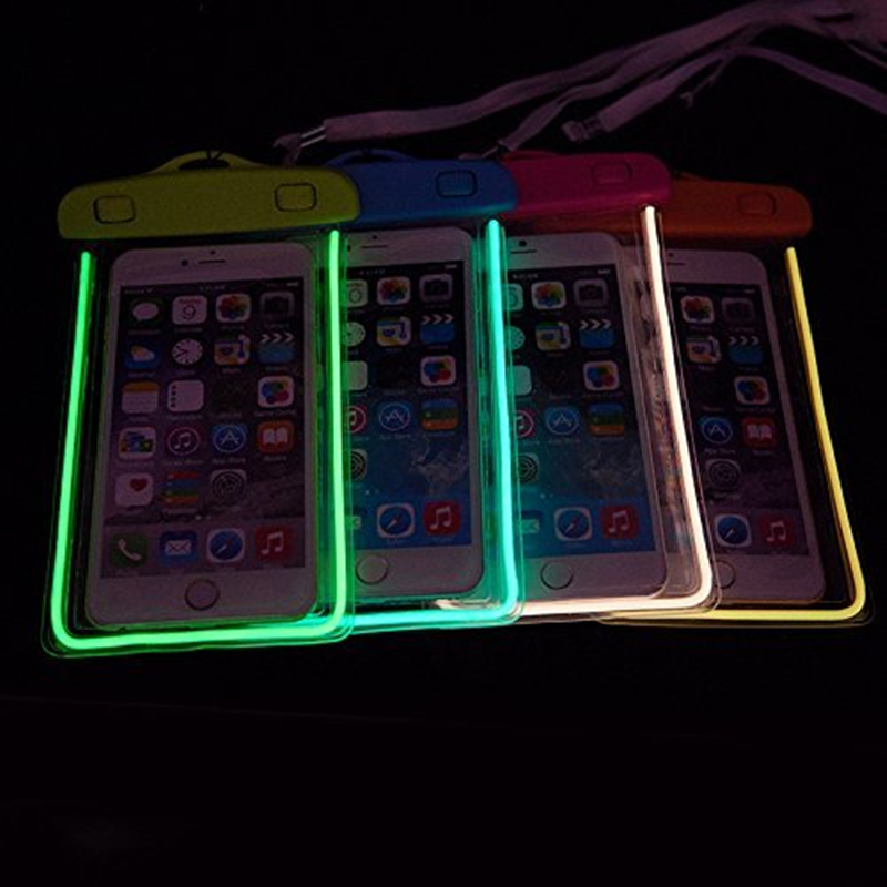 Funda de teléfono resistente al agua, bolsa de natación con bolsa submarina luminosa, para acampar, esquiar, funda seca, Universal, 3,5-6 pulgadas