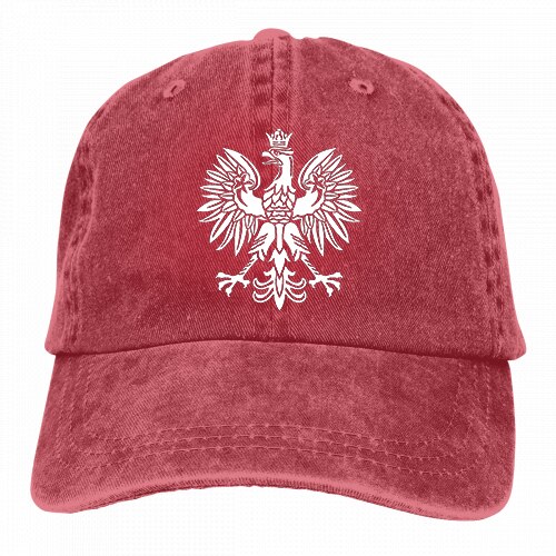 Denim Cap Polska Eagle Poland Pride Baseball Dad Cap Classic Adjustable Sports for Men Women Hat: Red