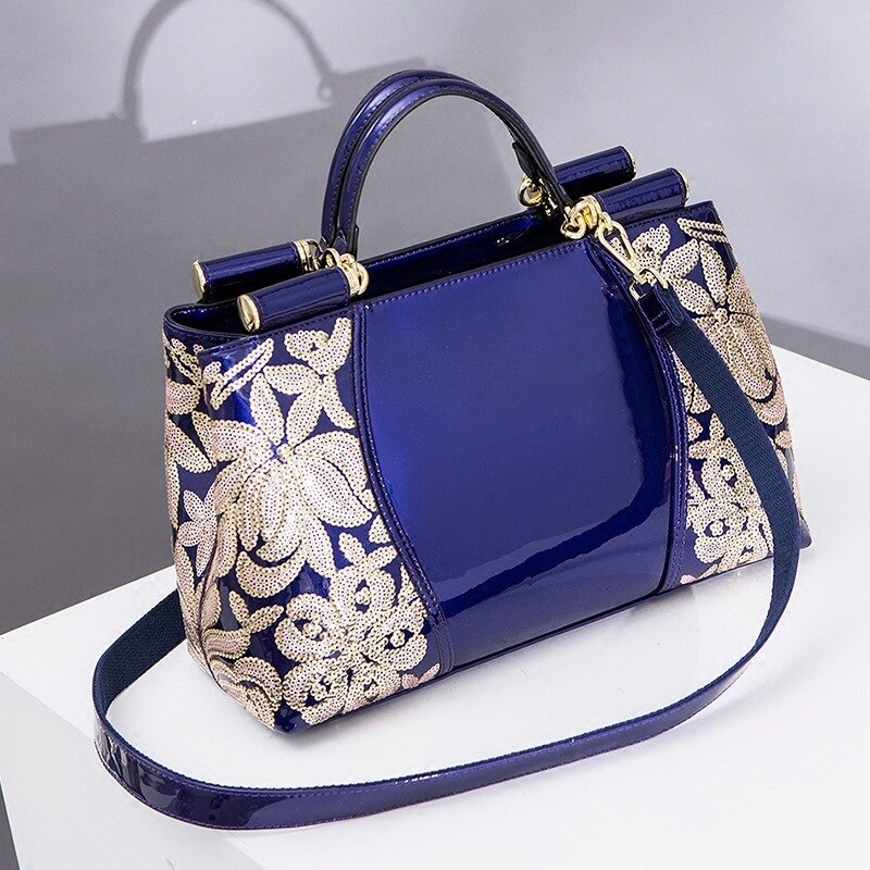 Leather Woman Package Single Shoulder Paillette Portable Diagonal Bag