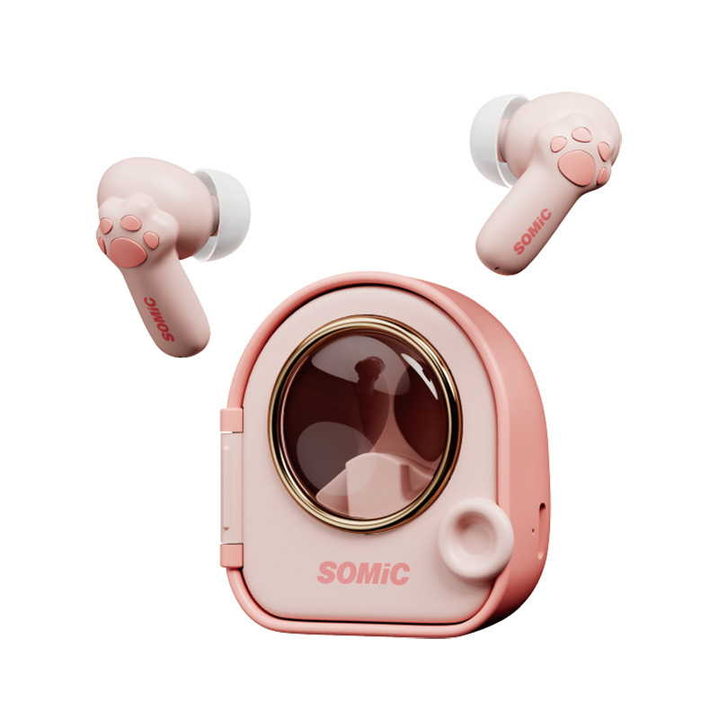 C10 In Ear Bluetooth Earphones Pink Cute Cat Claw Noise Reduction Super Good Sound Stereo Sound Effect For Girl: Default Title