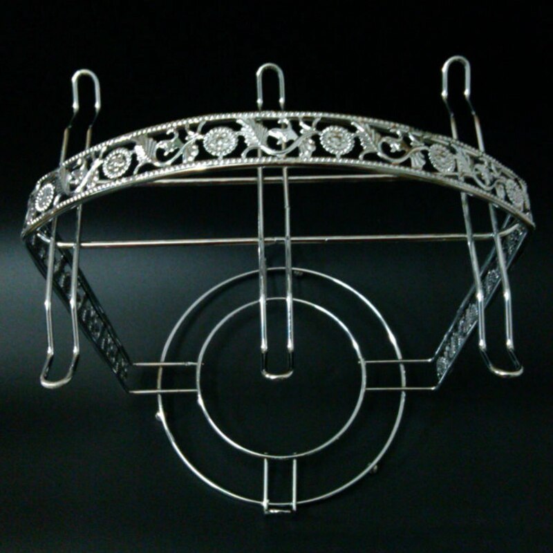 Silverplätering kaffekopp häll kopp tallrik rack kan hänga mest 6 koppar och fat metall hållare