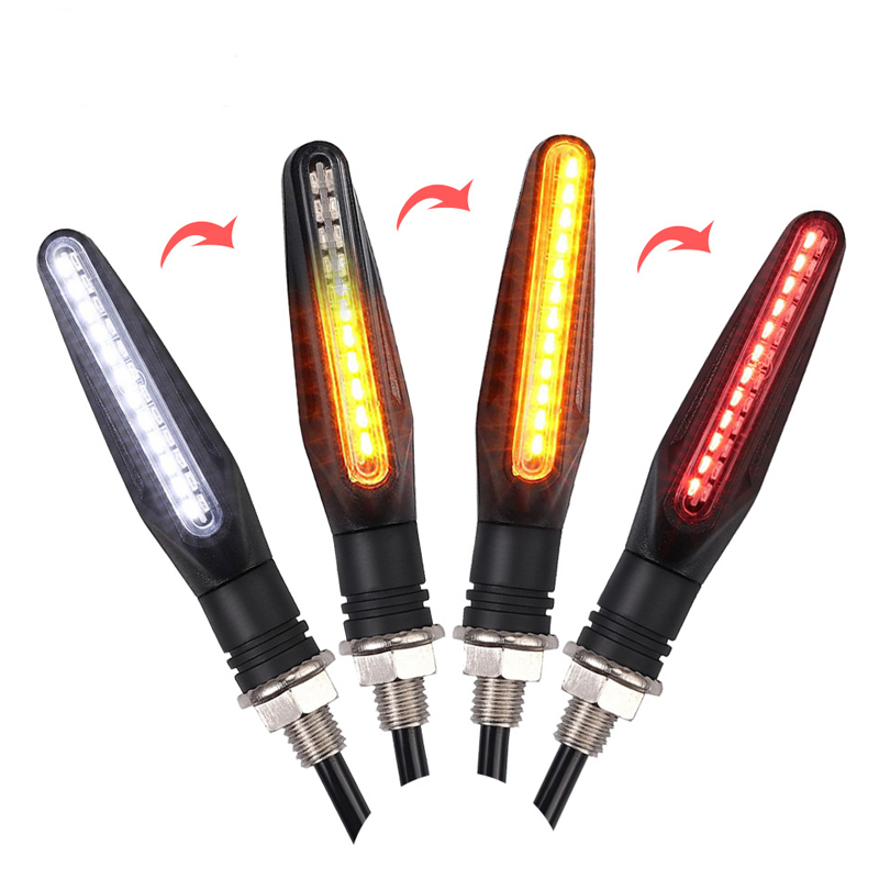 24LED Motorrad LED Blinker Weiß verrotten Bernstein Fließende Indikatoren Vorne Hinten Licht Blinker Blinker Für Schmutz Fahrrad Sport: Silber