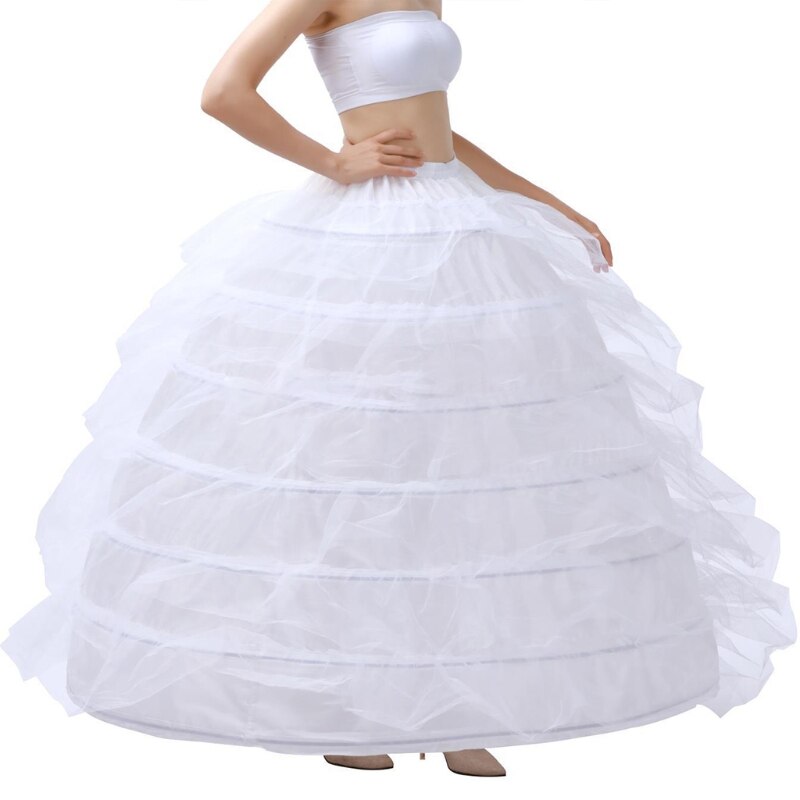 Women 7 Hoop Floor Length A-Line Petticoat Crinoline Skirt Ball Gown Underskirt U90E