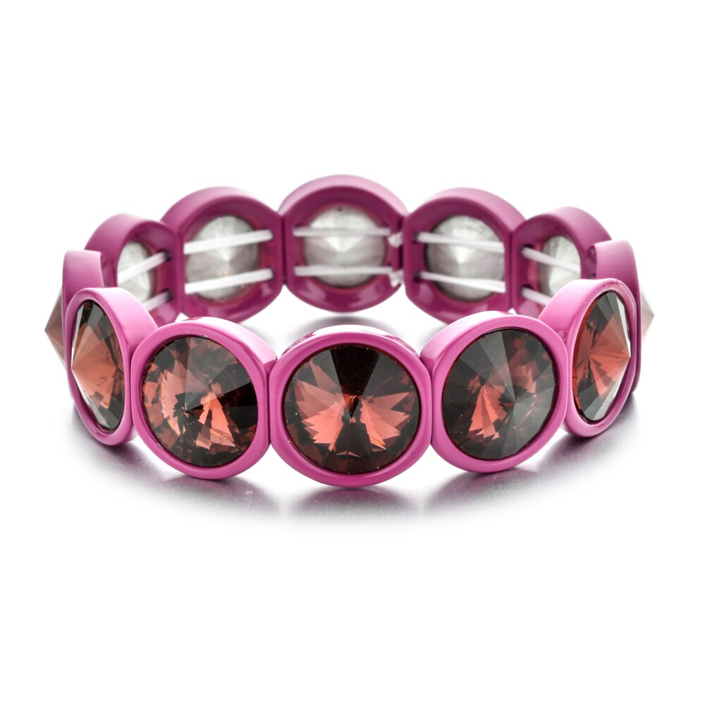 ZMZY, pulsera elástica de cristal grande bohemia Vintage hecha a mano, brazalete elástico esmaltado, pulsera de cuentas de azulejo de arcoíris para joyería de mujer: Con recubrimiento de titanio