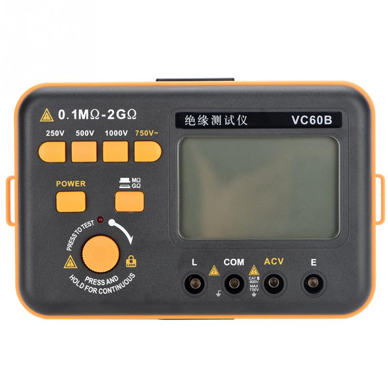 1 ensemble MegOhm mètre VC60B LCD testeur de résistance d'isolation numérique MegOhm mètre testeurs mesure pour produit chimique