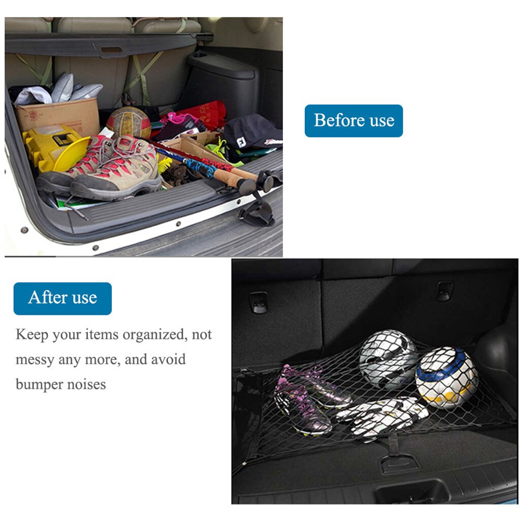 Rear Cargo Trunk Storage Organizer Net For Car Accessories Mounts