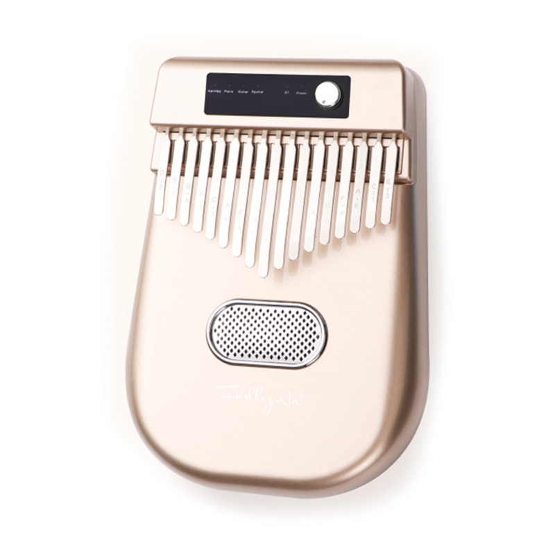 Electric Kalimba 17 Keys Thumb Piano 4 Kinds of Timbre BT Connetion Finger Piano Electronic Musical Instrument: Golden Yellow