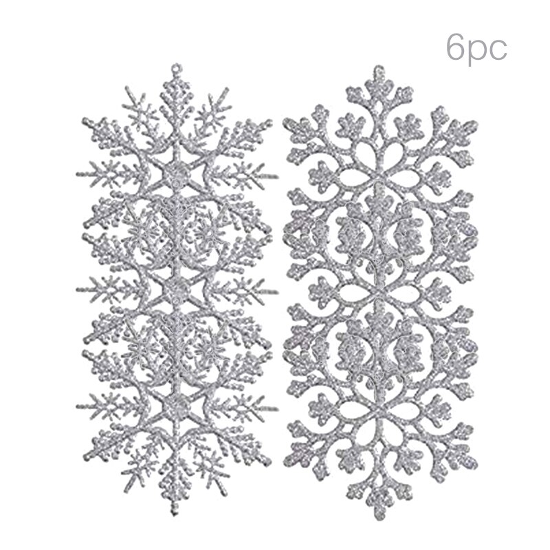 6Pcs 10Cm Kleurrijke Kerst Plastic Glitter Snowflake Xmas Boom Oranments Vrolijk Kerstfeest Decor Voor Thuis 2022 Gelukkig Nieuw jaar: Style4