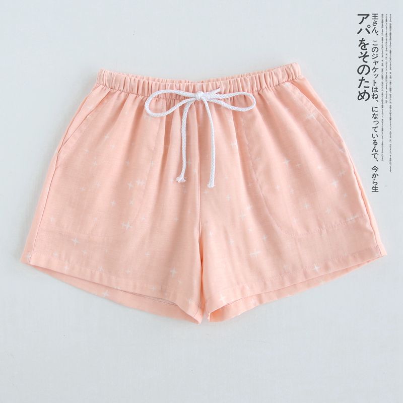 Mignon été fonds de sommeil coton pyjama Shorts femmes cordon pyjama pantalon lâche 8 couleur pyjamas taille élastique B87801