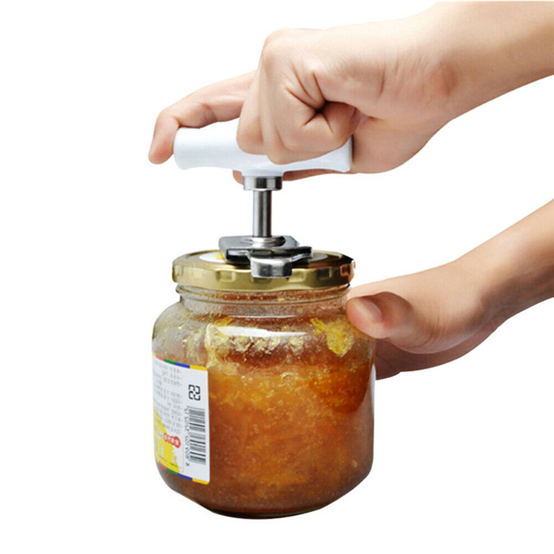 Sikkerhedsåbnere i rustfrit stål glas 1pc dåseåbner krukke flaske justerbar håndmanual let gadget køkken nyttigt værktøj
