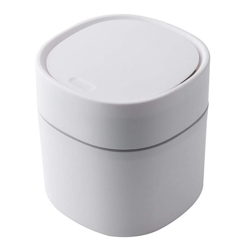 Mini Trash Can Desktop Waste Bin with Press-Open Lid Small Table Top Bin Graceful Round Corner Paper Bin for Home