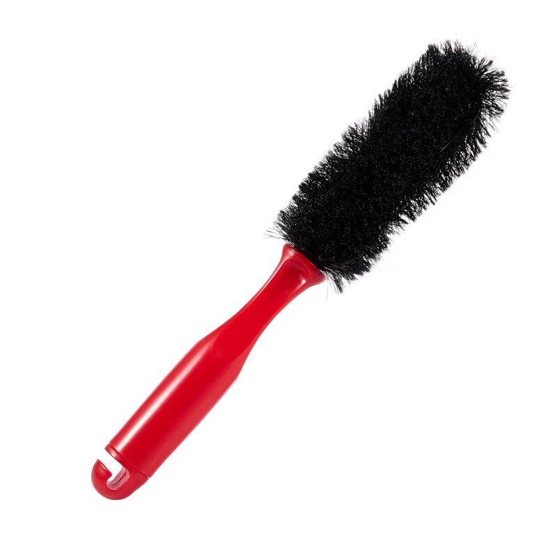 Multi Direction Motorcycle Car Wheel Spoke Brush Cleaner Black Red 10.7inch