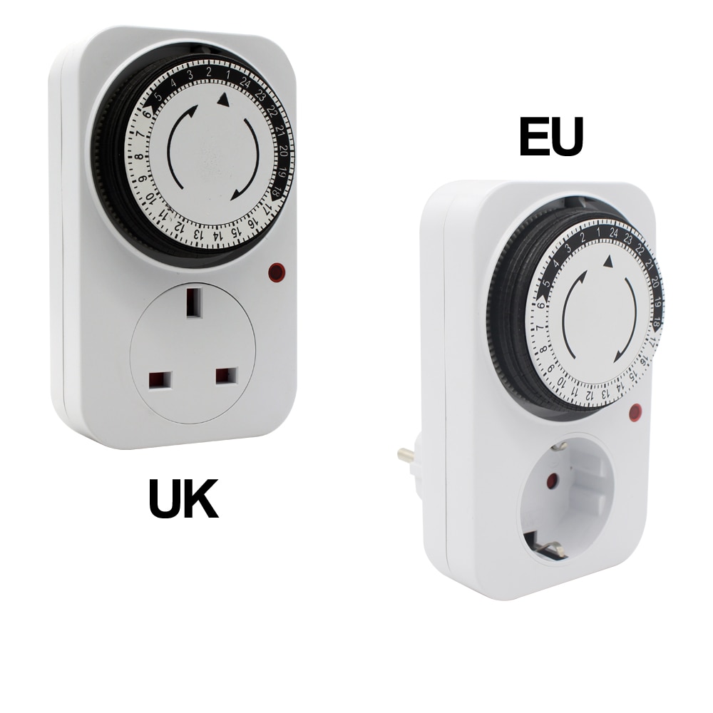ManHua 24 Hour Programmable Mechanical Timer Switch Universal Socket Timer 220V 16A Europe Plug EU UK plug