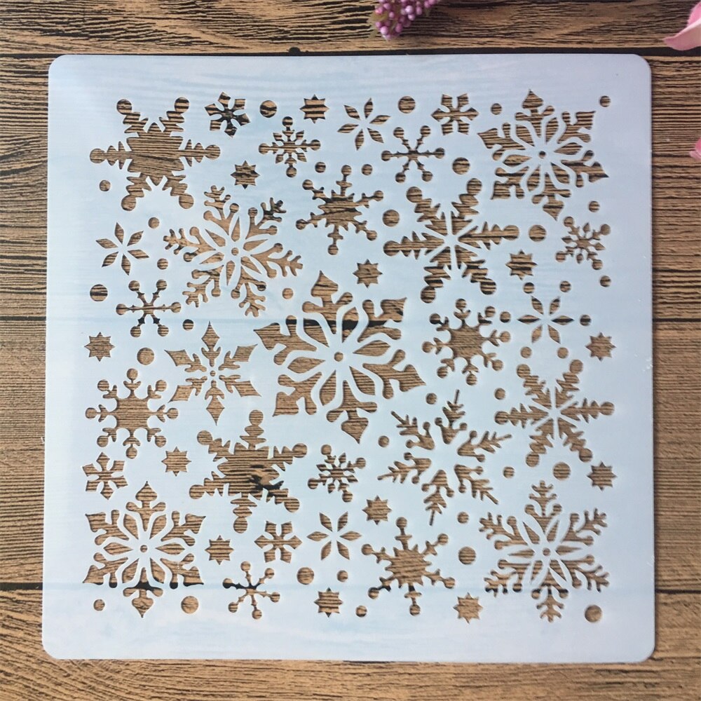 4 Pz/set 20*20 centimetri Fiocco di Neve Inverno FAI DA TE Stratificazione Stencil Pittura Murale Scrapbook Colorazione Goffratura Album Decorativo Modello