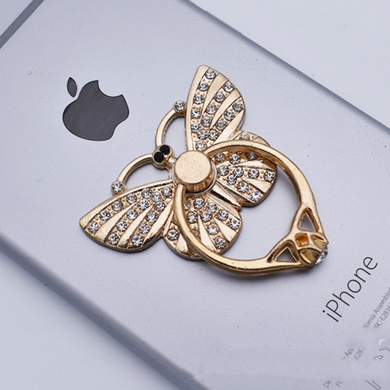 Farfalla Staffa Modelli Femminili Anello di Strass Fibbia con Diamanti Anello di Metallo Staffa Mobile Sostegni Telefono: WHITE