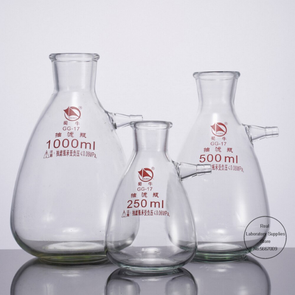 1 Stuk 125Ml 250Ml 500Ml 1000Ml Laboratorium Glas Filtratie Zuig Kolf, borosilicate Filter Fles Voor Lab Experiment