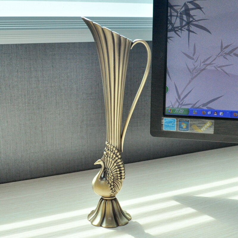 Europæisk retro påfugl vase metal kobber guld/bronze lille vase moderne bord jardinie hjemme dekorativ blomsterflaske/kande: 3