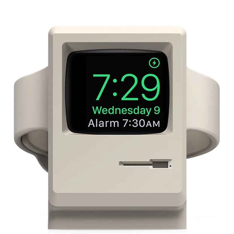 Retro Siliconen Charger Stand Houder Station Dock Voor Apple Horloge Serie 7 6 5 4 Se Iwatch Opladen Ondersteuning Beugel cradle Minions: witte kleur
