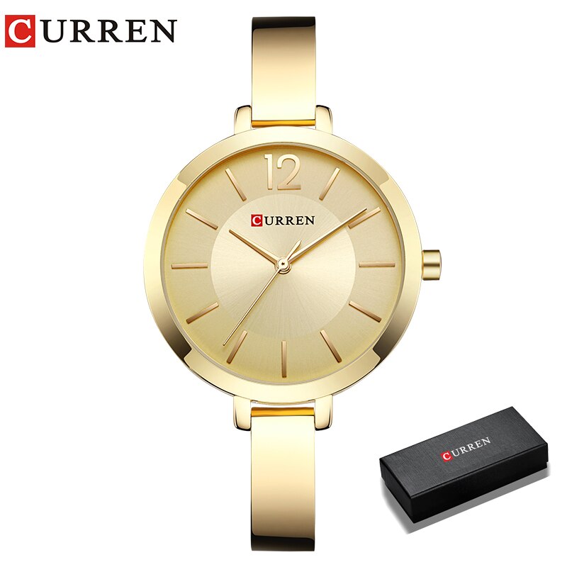 CURREN Gold Women Watches Stainless Steel Ultra thin Quartz Watch Woman Romantic Clock Women&#39;s Watches Montre Femme: gold box