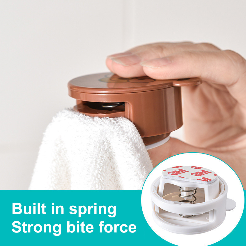 Cartoon Wall Mounted Rag Rack Punch-free Towel Clip Viscose Towel Storage Clip Paste Without Trace Storage Rack For Kitchen