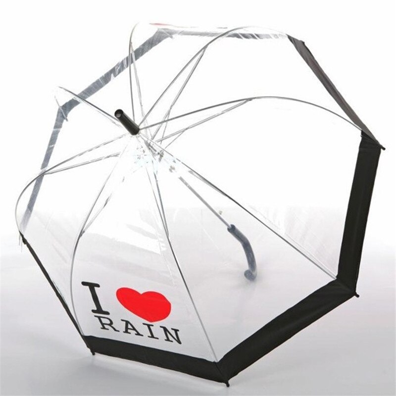 Gennemsigtig plast gennemsigtig paraply regn solrige kvinder piger damer nyhed varer lang håndtag paraply