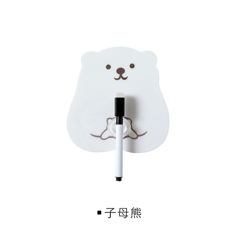1 Juego de notas adhesivas para frigorífico con bolígrafo, tablero de mensajes regrabable, etiqueta para mensaje decorativa para nevera, decoración del hogar: Little bear