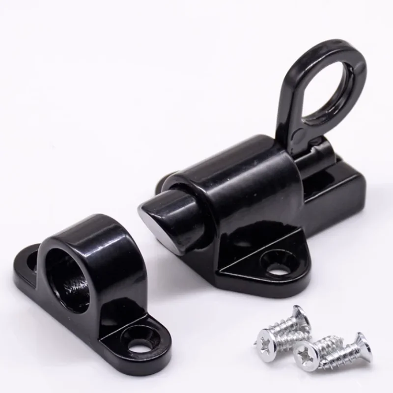 Aluminum Alloy Black/Gray Window Gate Security Pull Ring Spring Bounce Door Bolt Automatic Latch Lock Black Grey Window