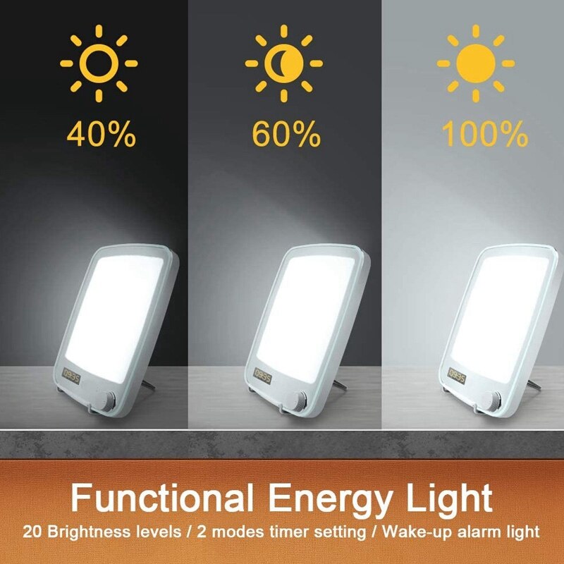 Lichttherapie Lamp,10,000 Lux Uv-Gratis Led Therapie Lamp, energie Licht Wake-Up Light Wekker & Snooze Eu Plug