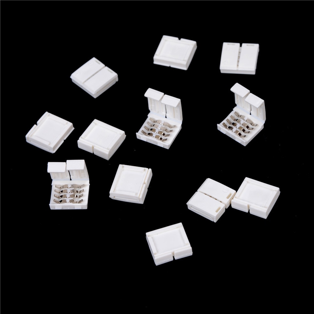 10Pcs Solderless 10Mm 4 Pin Rgb Led Strip Connector Adapter Voor 5050 Rgb Led Strip
