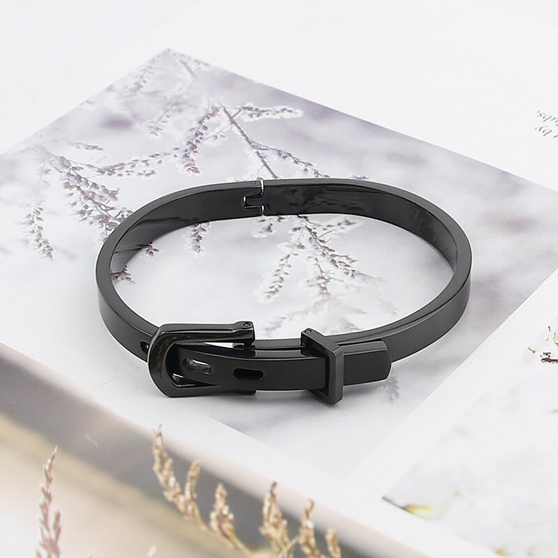 Pulsera de acero inoxidable de para mujer, brazalete con patrón, joyería fina,