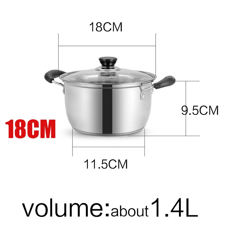 1 stk rustfrit stål dobbeltbund gryde suppe gryde ikke-magnetisk gryde multi-purpose køkkengrej non-stick gryde: A -18cm 1.4l