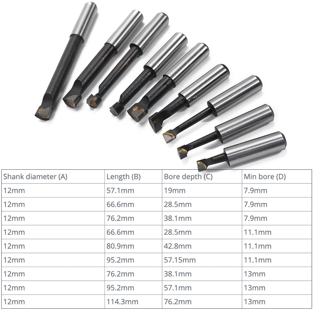 9PCS 12mm Shank Boring Bar Hard High Accuracy Boring Top Lathe Hole Milling Machine Tool Accessories