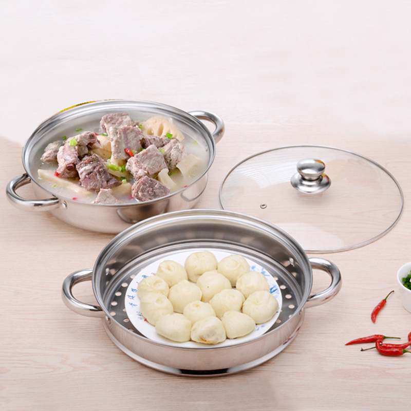 Rustfrit stål en to tre lag tyk dampkogegryde suppe dampkande universelle gryder til induktionskomfur gaskomfur
