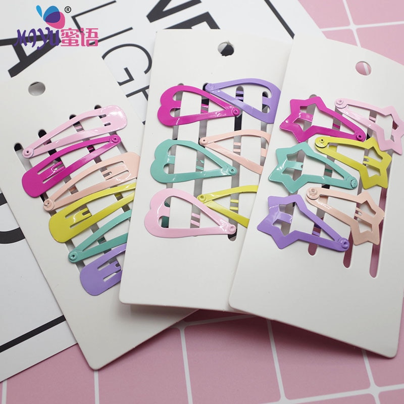 Pinzas de Metal tipo corazón para niña, horquillas para el pelo, accesorios para el cabello, 6 piezas