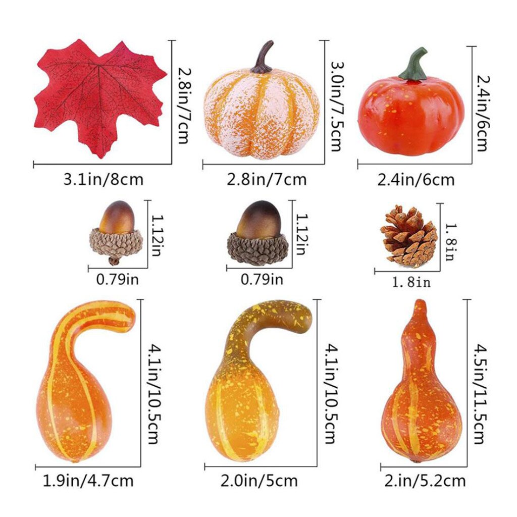 50Pcs/Set Fall Decoration Pumpkins and Maple Leaves Pine Cones Acorns Halloween Tanksgiving Christmas Festival Decor