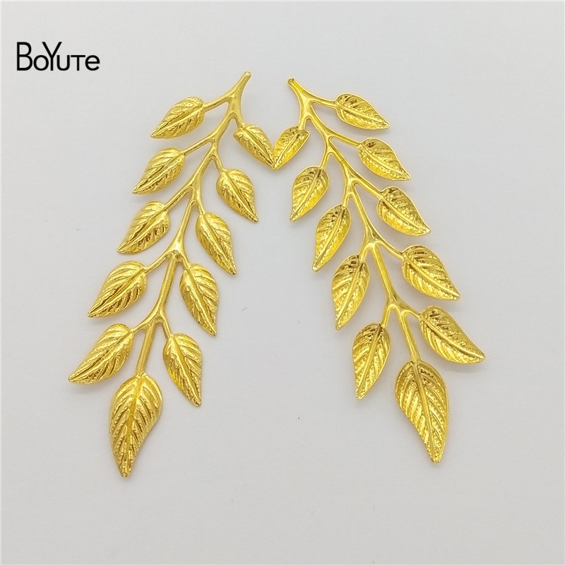 BoYuTe (10 Pezzi/lottp) metallo Ottone Stampaggio 19*64 MILLIMETRI di Oliva Foglia Rami Fai Da Te Fatti A Mano Materiali Accessori Dei Monili All&#39;ingrosso: Gold Plated