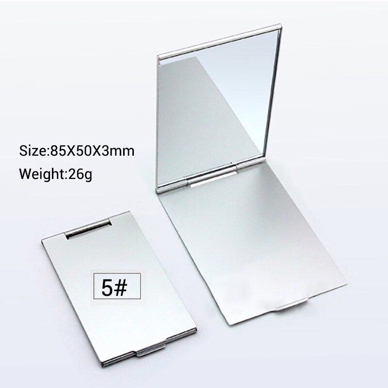 Ultra-thin Makeup Mirror Vanity Mirror Cosmetic 5 Sizes Make Up Pocket Silver Rectangle Foldable Compact Makeup Folding Mirrors: 85x50x3mm