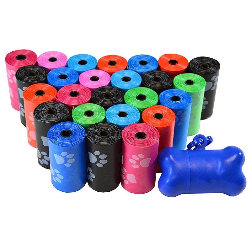 10 Rolls Paw Printing Dog Poop Bag 15 Bags/ Roll Large Cat Waste Bags Doggie Outdoor Home Clean Refill Garbage Bag