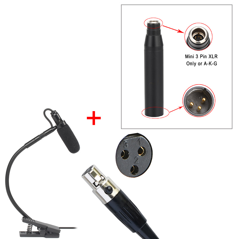 Mini Draagbare Bedrade Sax Microfoon 3 PIN 4 PIN XLR 3.5mm Plug Condensator Saxofoon Omnidirectionele voor Muziekinstrument Microfoon IM-20: Zilver