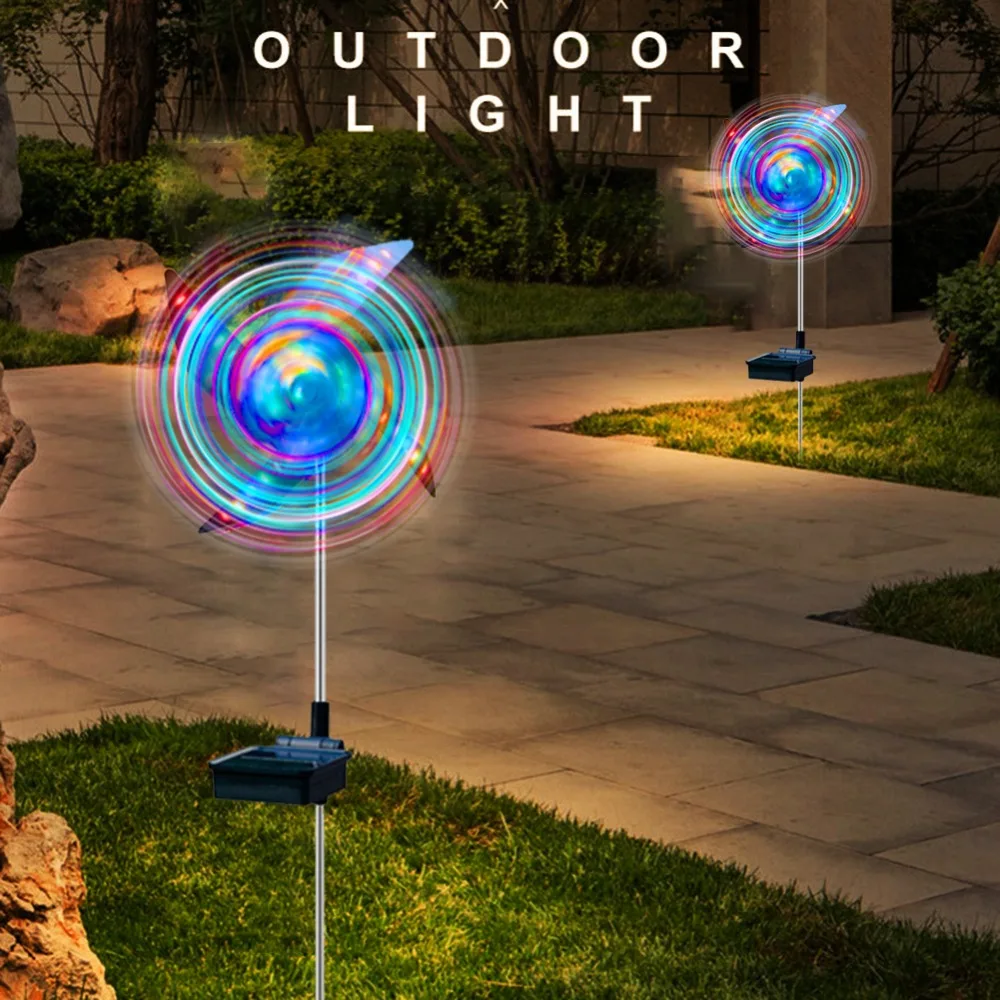 2pcs Solar Powered Outdoor Windmill Lamp Lights 32LED Spot Light Outdoor Garden Decor Windmill Waterproof Night Light