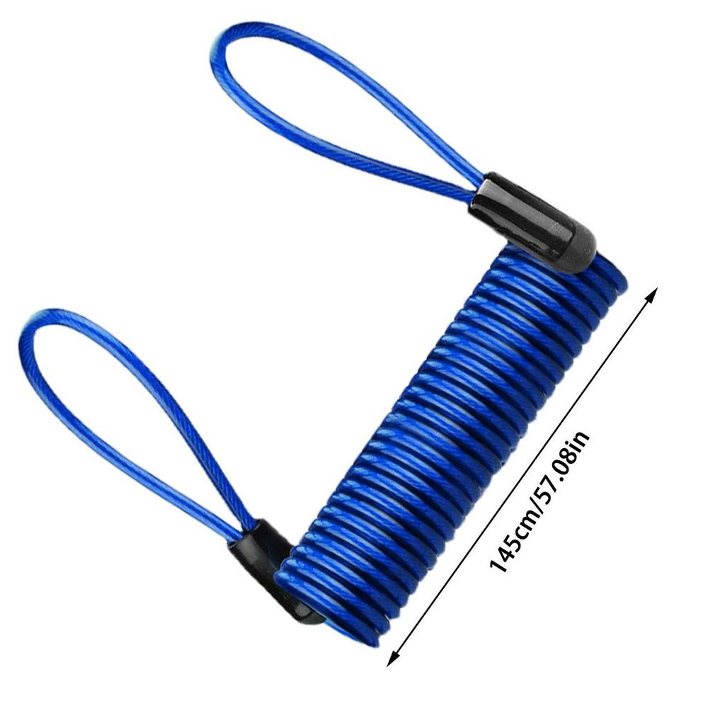 120cm Motorcycle Scooter Disc Lock Reminder Cable Anti Theft Protection Disc Lock Cable Security Steel Wire Spring Helmets Lock: Blue