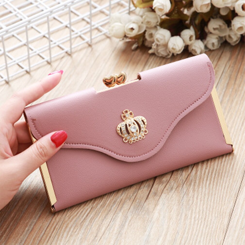 Women Lady PU Leather Clutch Case Long Hand Bag Purse Wallet Handbag: Purple 