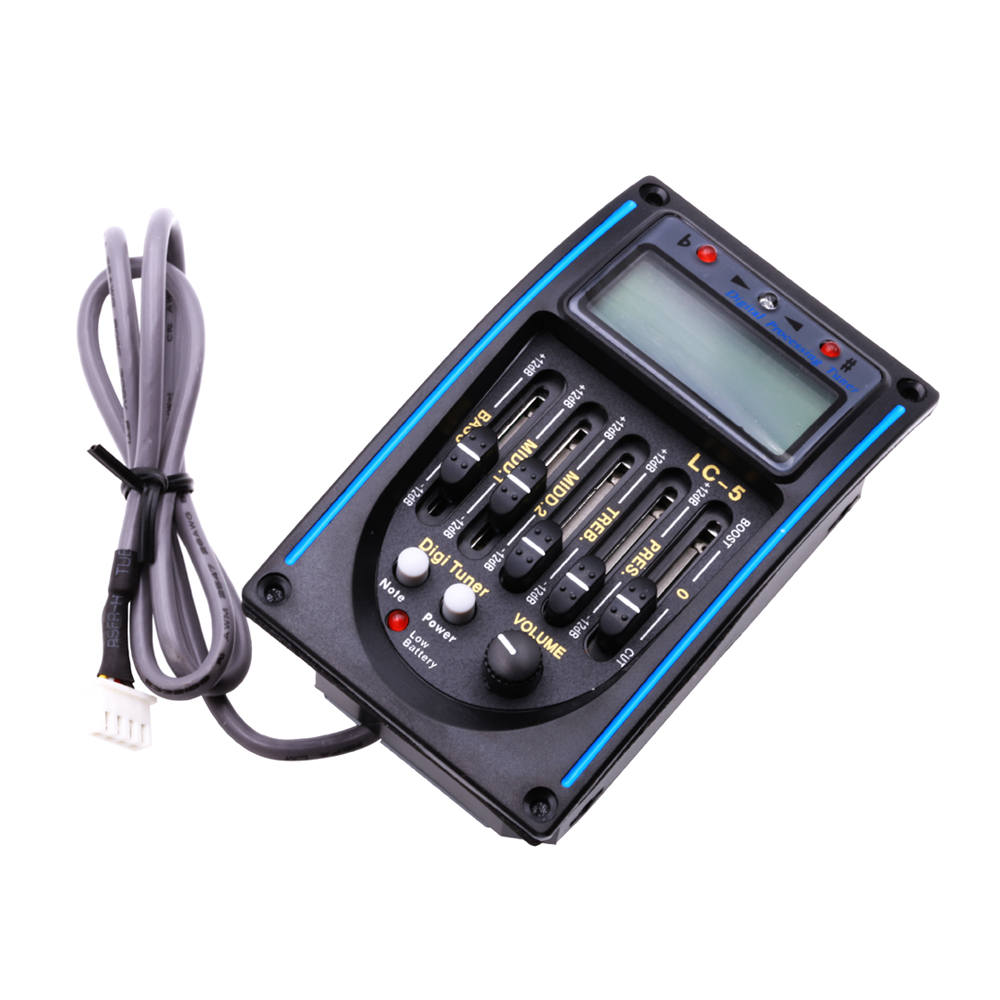 LC-5 5 bandas pastilla de guitarra acústica EQ preamplificador sintonizador LCD sistema ecualizador de pastilla piezoeléctrica