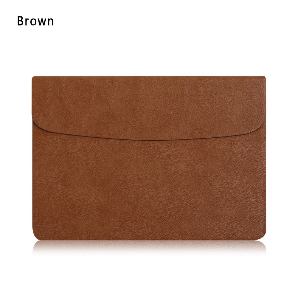 Lederen Laptop Sleeve Case Tas Cover Voor Macbook Air Pro Retina 11 12 13 15: Brown / 12 inch
