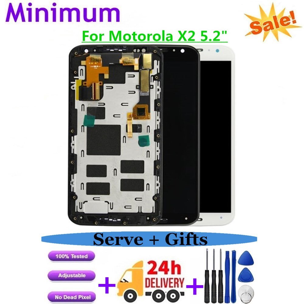 Für Motorola Moto X2 5.2 "LCD Anzeige berühren Bildschirm Mit Rahmen Digitizer Für Moto X2 XT1092 XT1095 XT1097 Ersatz LCDs +